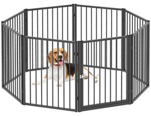 PawHut Parco per chien, parco per animali, 8 pannelli, recinzione portatile pieghevole, sicuro, nero