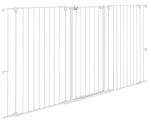 PawHut Cancelletto per Cani a 3 Pannelli Pieghevoli con Doppio Blocco, in Acciaio e Plastica, 206x120 cm, Bianco | Aosom Italy