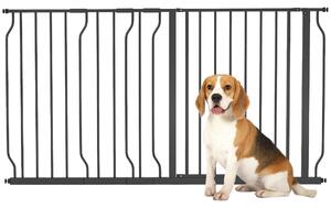 PawHut Barriera di sicurezza barriera per animali domestici lunghezza regolabile dim. 145L x 76H cm nero