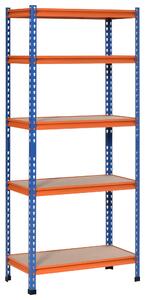 HOMCOM Scaffale in metallo da garage 5 livelli capacità 1500 kg 80 x 40 x 182 cm blu arancione