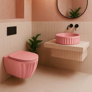 Set: WC sospeso + Lavabo da appoggio Rea Light Pink Matt