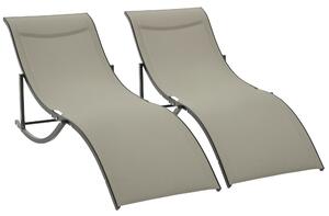 Outsunny Set 2 Sdraio da Giardino Pieghevoli, Lettino Prendisole in Alluminio e Textilene, 61x165x63cm