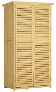 Outsunny Casetta in Legno da Giardino con Tetto Impermeabile, Armadio da Esterno Porta Attrezzi da Giardino con 4 Scompartimenti, 87x46.5x160cm|Aosom