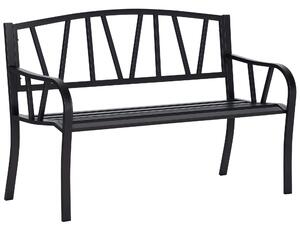 Outsunny Panchina da Giardino in Metallo Nero Impermeabile, Panca da Esterno in Ferro 2 Posti, 128x56x86cm|Aosom