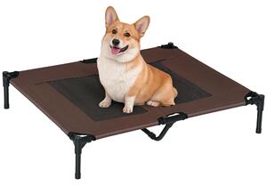 PawHut Brandina per Cani in Metallo e Tessuto Oxford Traspirante, 92x76x18cm Marrone e Nero|Aosom