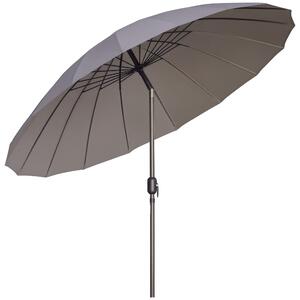 Outsunny Ombrellone da Giardino e Terrazza con Manovella, 18 Stecche e Testa Inclinabile, Ф255x240cm Grigio Scuro|Aosom