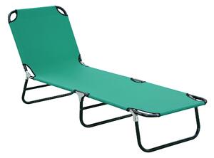 Outsunny Sdraio per Piscina Pieghevole, Sdraio da Giardino con Schienale Reclinabile su 4 Posizioni, 190x56x28cm, Verde|Aosom
