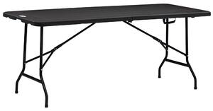 Outsunny Tavolo da Giardino Pieghevole per 6 Persone in Acciaio e HDPE, 180x75.5x73cm, Grigio Scuro|Aosom