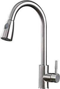 Rubinetto da cucina ZOLTA Rubinetto da cucina - Rubinetto da cucina moderno e funzionale estraibile - Rubinetto miscelatore in ottone ad alta pressione con una sola mano - Argento