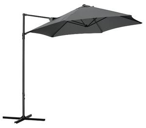 Outsunny Ombrellone da Giardino con Inclinazione Regolabile, Rotazione a 360° e Tettuccio Ventilato in Poliestere, Φ256 x 245 cm, Grigio Scuro|Aosom