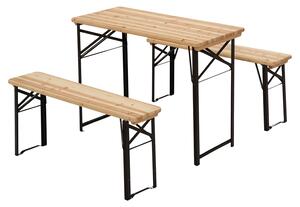 Outsunny Set Birreria 1 Tavolo (120x50cm) 2 Panche (120x25cm) Pieghevoli, Legno di Abete per Esterni/Eventi/Sagre/Picnic