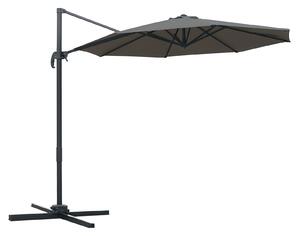 Outsunny Ombrellone da Giardino a Manovella e a 8 Stecche con Angolazione Regolabile, Ø2.95x2.5 m, Grigio|Aosom