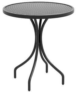 Outsunny Tavolo da Giardino Rotondo con Piano a Doghe in Acciaio, Ø66x71.5cm, Nero|Aosom