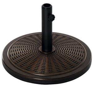 Outsunny Base per Ombrellone in Cemento e Plastica da 14kg con Effetto Rattan Ø48x34cm, Bronzo|Aosom