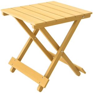 Outsunny Tavolino da Esterno Pieghevole in Legno con Piano a Doghe, 40x43x40 cm, Legno Naturale