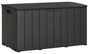 Outsunny Baule da Giardino da 366L Effetto Legno in Plastica, 122.4x62x64.5 cm, Nero
