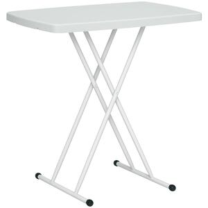 Outsunny Tavolino da Giardino Pieghevole con Altezza Regolabile, Metallo e HDPE, Bianco
