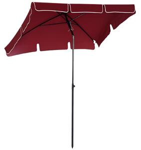 Outsunny Ombrellone da Giardino Rettangolare e Regolabile con Palo in Alluminio, 2x1.3x2.5 m, Rosso Vino