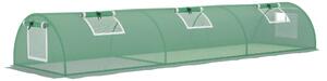 Outsunny Serra Piccola con 5 Finestrelle e Griglia Centrale, in Acciaio, PE e PP, 300x80x45 cm, Verde