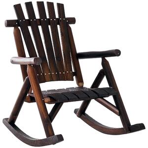 Outsunny Sedia a Dondolo da Giardino Adirondack in Stile Country, Legno di Abete 97x69x93cm Colore Carbonizzato
