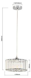 Lampadario a sospensione con cavo VETRO 1xE27/60W/230V cromo lucido