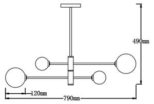 Lampadario su asta DORADO 4xG9/40W/230V nero