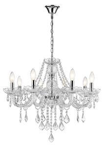 Lampadario a catena CRISTALLO 8xE14/60W/230V, cromo lucido