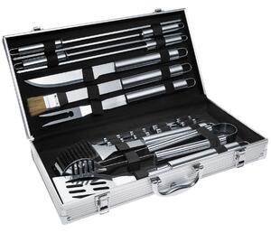 Tectake posate per barbecue in acciaio inox 18 pz. - grigio