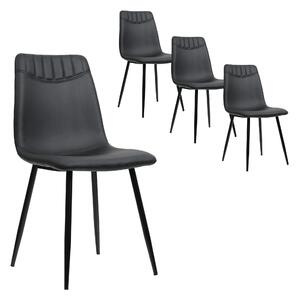 Set di 4 Imbottiti Sedie da Pranzo in PU Pelle con Schienale, Struttura in Metallo, Design Ergonomico, 43x40x86 cm, Nero