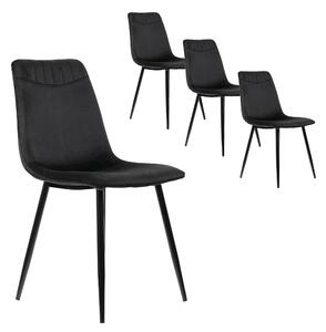 Set di 4 Imbottiti Sedie da Pranzo in velluto con Schienale, Struttura in Metallo, Design Ergonomico, 43x40x86 cm, Nero