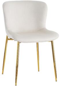 Set di 2 sedie da pranzo Moderne in Tessuto effetto tessuto effetto velluto Imbottite con Piedi in Metallo, 45x54x82 cm, Beige