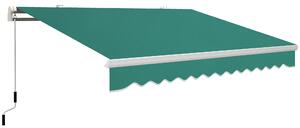 Outsunny Tenda da Sole per Esterno Avvolgibile a Manovella in Metallo e Alluminio, 395x245cm, Verde Scuro