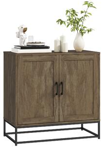 HOMCOM Credenza da Soggiorno a 2 Livelli con Ripiano Regolabile, in Legno e Acciaio, 80x40x78 cm, Marrone e Nero