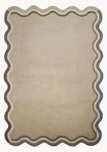 Tappeto in lana a pelo corto fatto a mano Leo Scallop Border