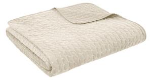 Copriletto beige in velluto con rivestimento trapuntato 240x260 cm Attica Velvet Embroidered – Bianca