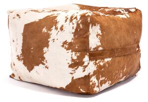 Pouf poggiapiedi sgabello sfoderabile in pelle naturale di mucca 60x45
