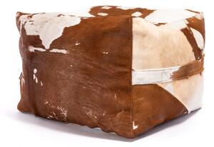 Pouf poggiapiedi sgabello sfoderabile in pelle naturale di mucca 60x45