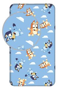 Lenzuolo con angoli per bambini blu in cotone per letto singolo 90x200 cm Bluey – Jerry Fabrics