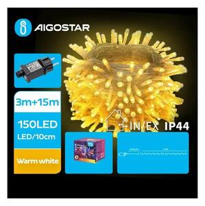 Aigostar - Catena LED natalizia da esterno 150xLED/8 funzioni 18m IP44 bianco caldo