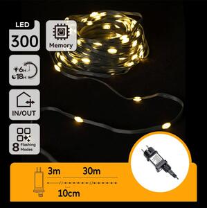 Aigostar - Catena LED natalizia da esterno 300xLED/8 funzioni 33m IP44 bianco caldo