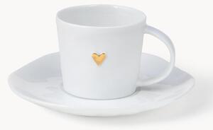 Tazzina caffè con piattino in porcellana Heart