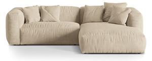 Divano angolare componibile beige (con penisola a destra/con chaise lounge) con rivestimento in velluto Martina – Micadoni