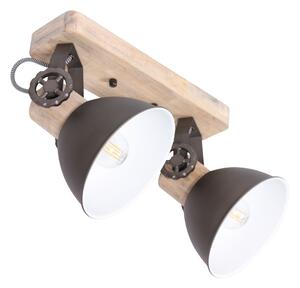 Mexlite - faretto - Gearwood - antracite - metallo legno di gomma - faretto a superficie - E27 - 7969A