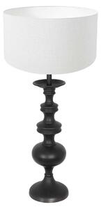 Anne Lighting - lampada da tavolo - Lyons - nero - legno lino - Ø 40cm - E27 - 3485ZW