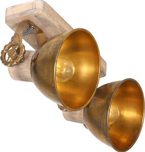 Mexlite - faretto - Gearwood - bronzo - metallo legno di gomma - faretto a superficie - E27 - 7969BR