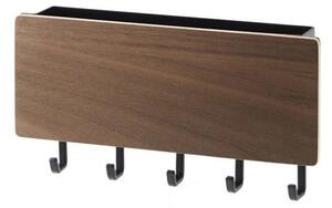Portachiavi nero con ripiano ed elemento in legno Yamazaki Rin - YAMAZAKI