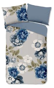 Set lenzuola letto singola in flanella blu-grigio 140x200 cm Gabin - Good Morning