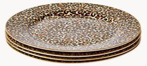 Set di 4 piatti da colazione in Fine China Leopard