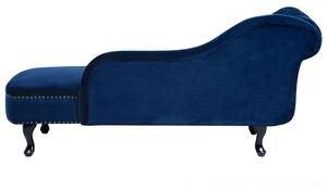 Chaise longue colore blu con bottoni in velluto a versione sinistra Stile Chesterfield Beliani