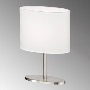 FH Lighting Lampada da tavolo Momo con tessuto, nichel/bianco